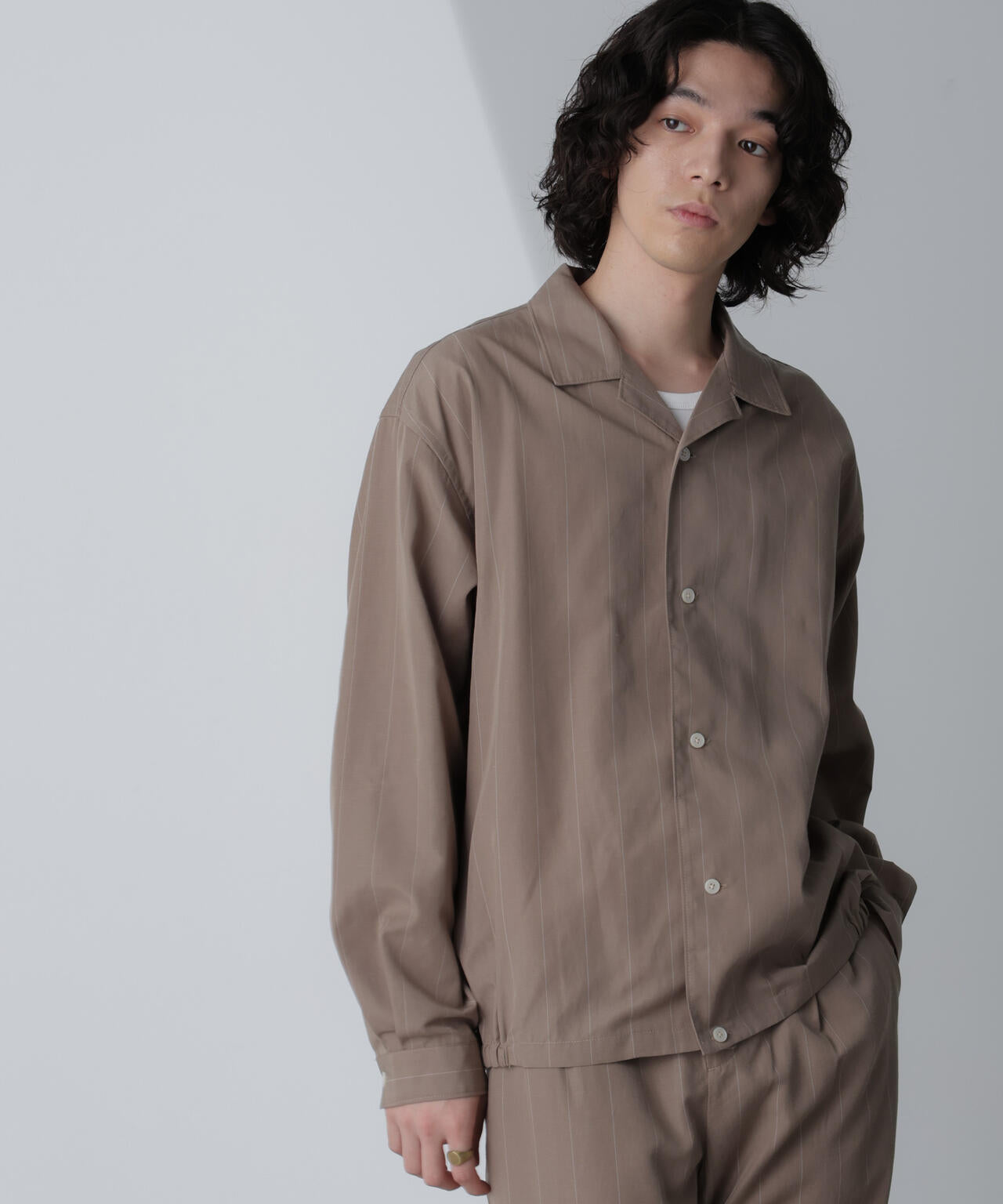 リネンブレンドピンストライプブルゾン(セットアップ可) 6684112230