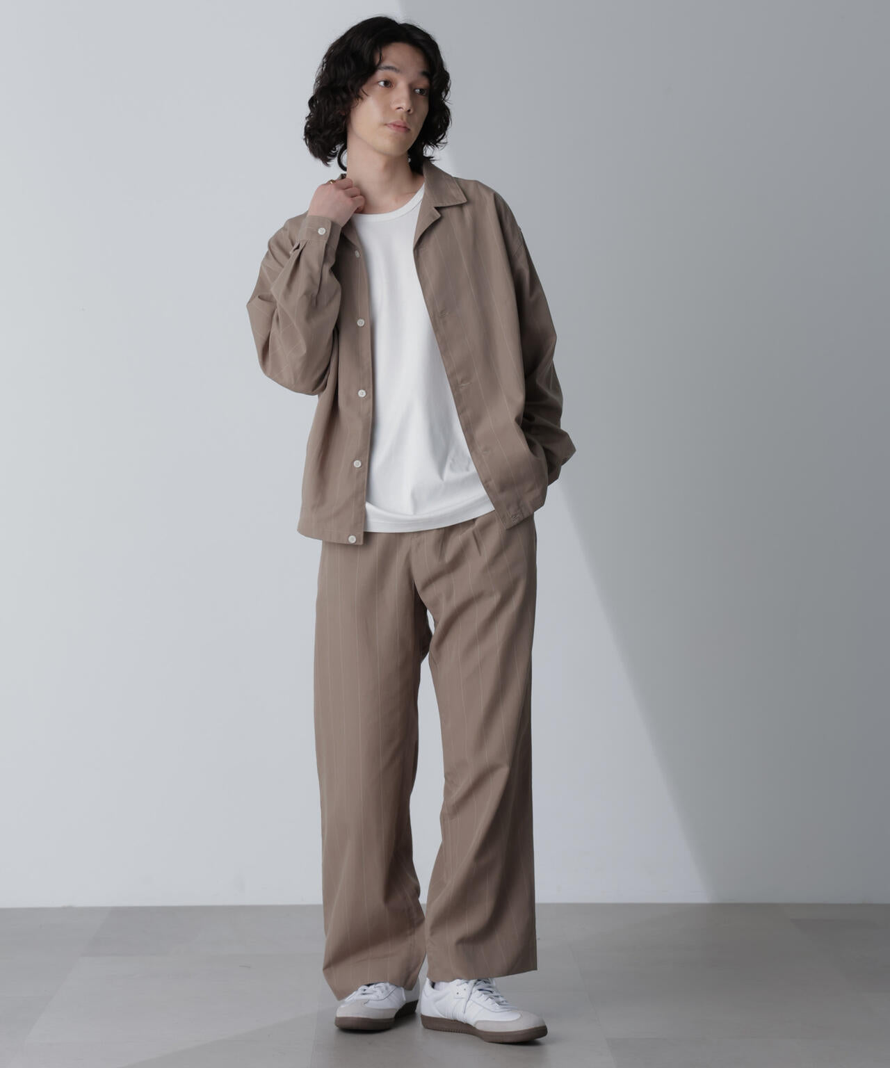 リネンブレンドピンストライプブルゾン(セットアップ可) 6684112230