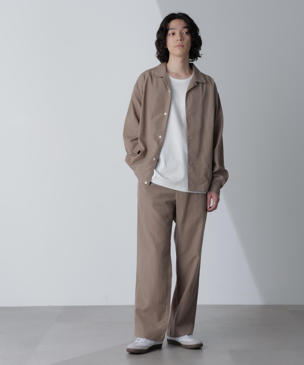 リネンブレンドピンストライプブルゾン(セットアップ可) 6684112230