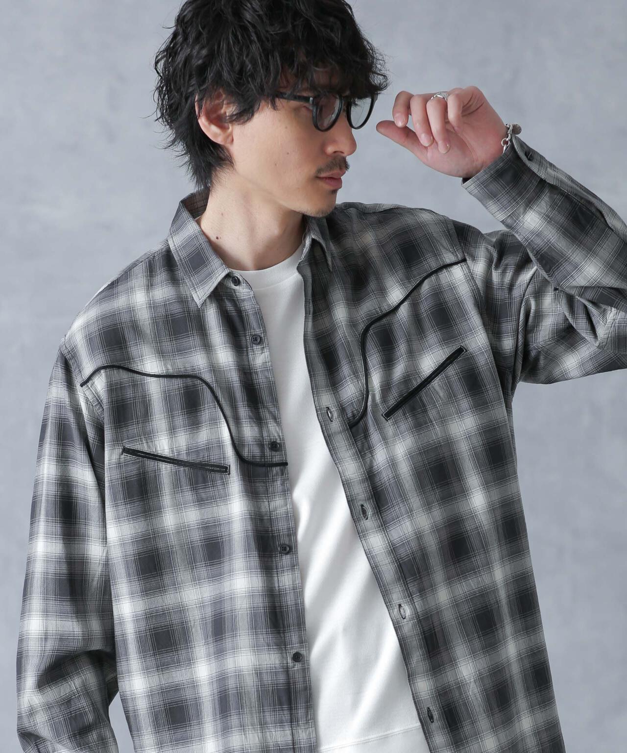 コットンレーヨン オンブレウエスタンシャツ 6684120218