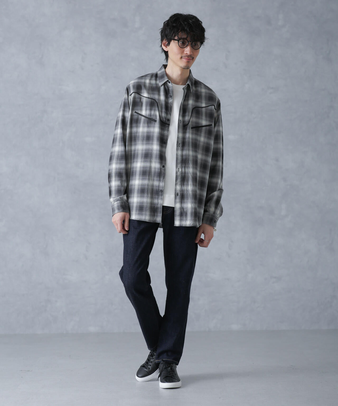 コットンレーヨン オンブレウエスタンシャツ 6684120218