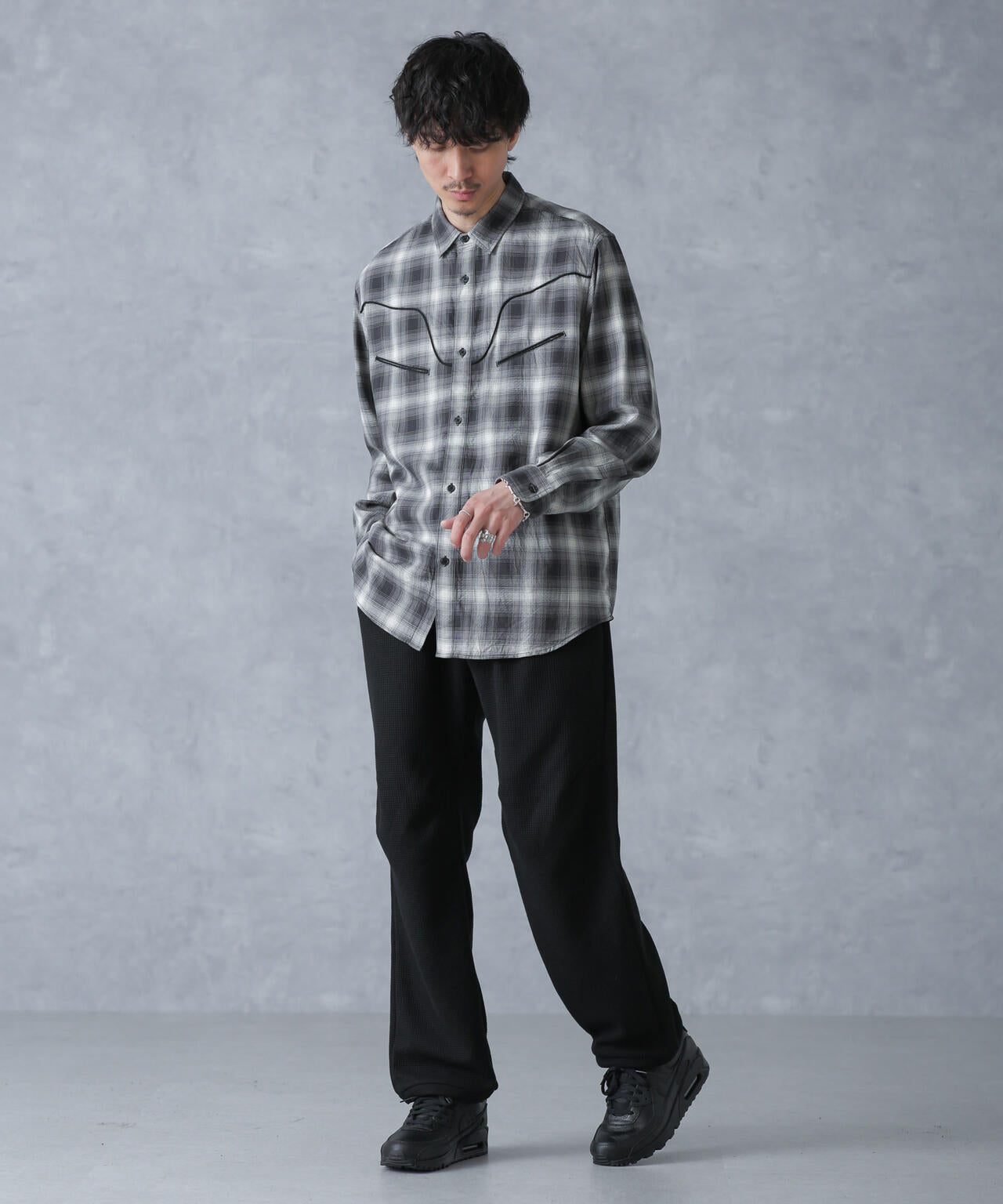 コットンレーヨン オンブレウエスタンシャツ 6684120218