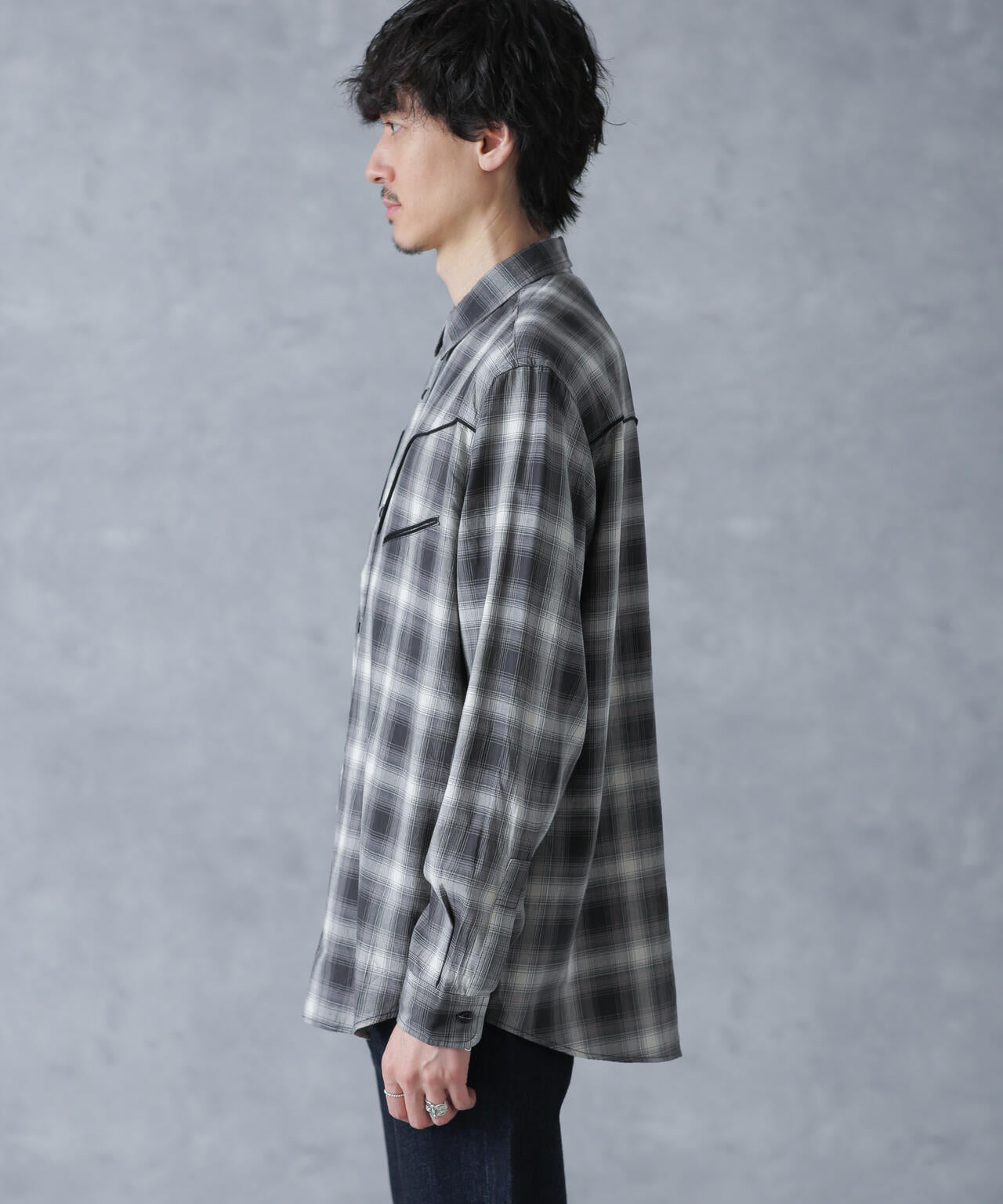 コットンレーヨン オンブレウエスタンシャツ 6684120218