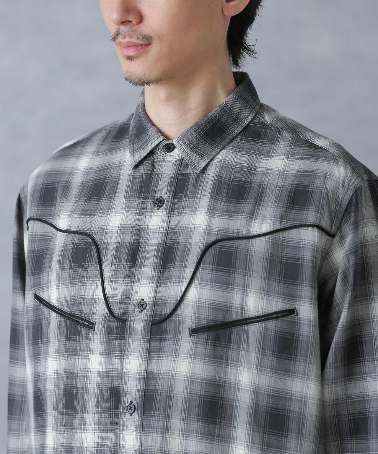 コットンレーヨン オンブレウエスタンシャツ 6684120218