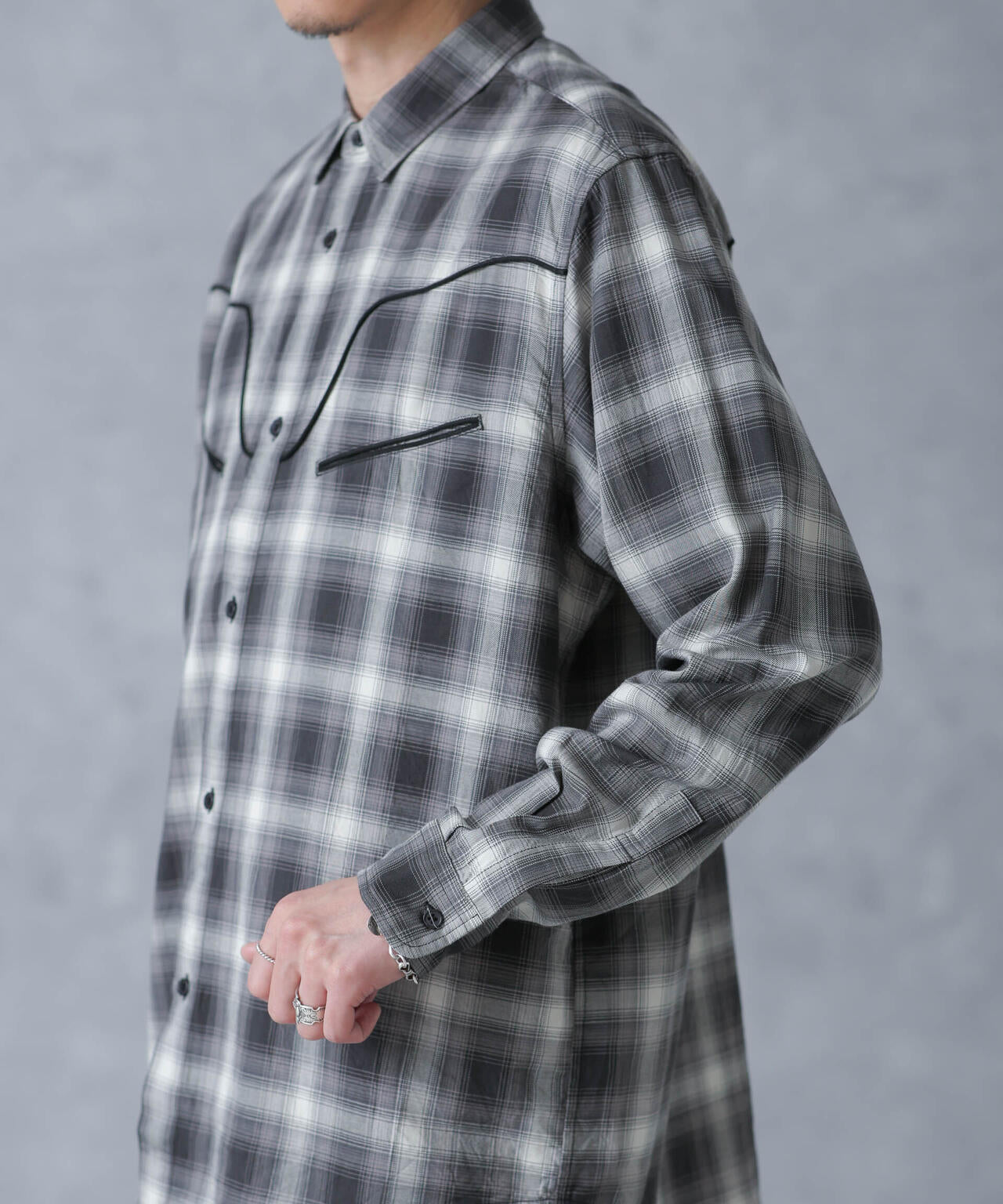 コットンレーヨン オンブレウエスタンシャツ 6684120218