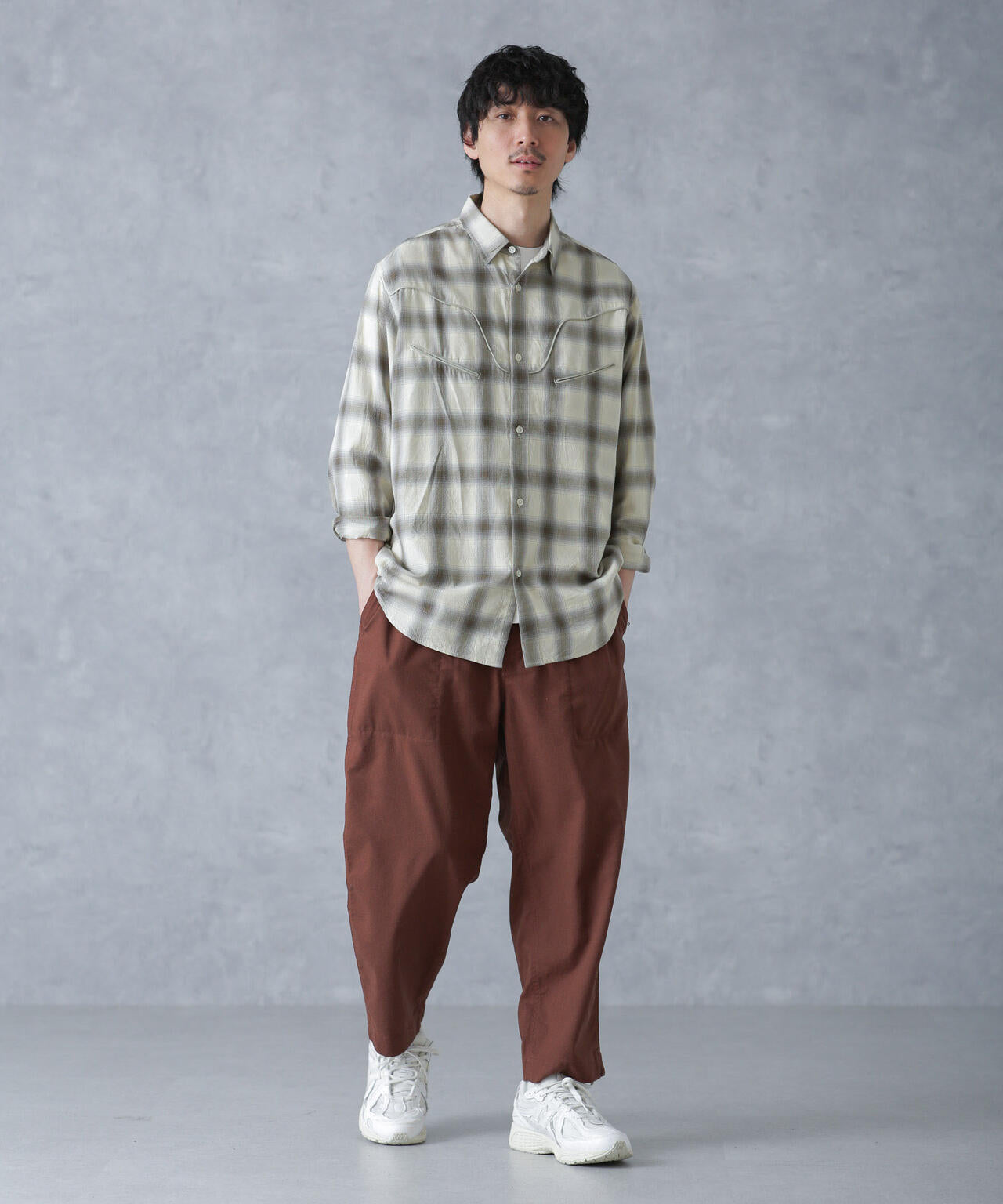 コットンレーヨン オンブレウエスタンシャツ 6684120218