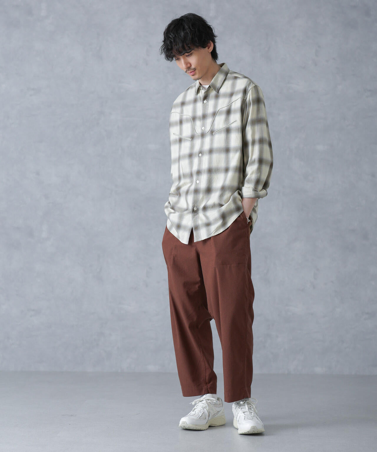 コットンレーヨン オンブレウエスタンシャツ 6684120218