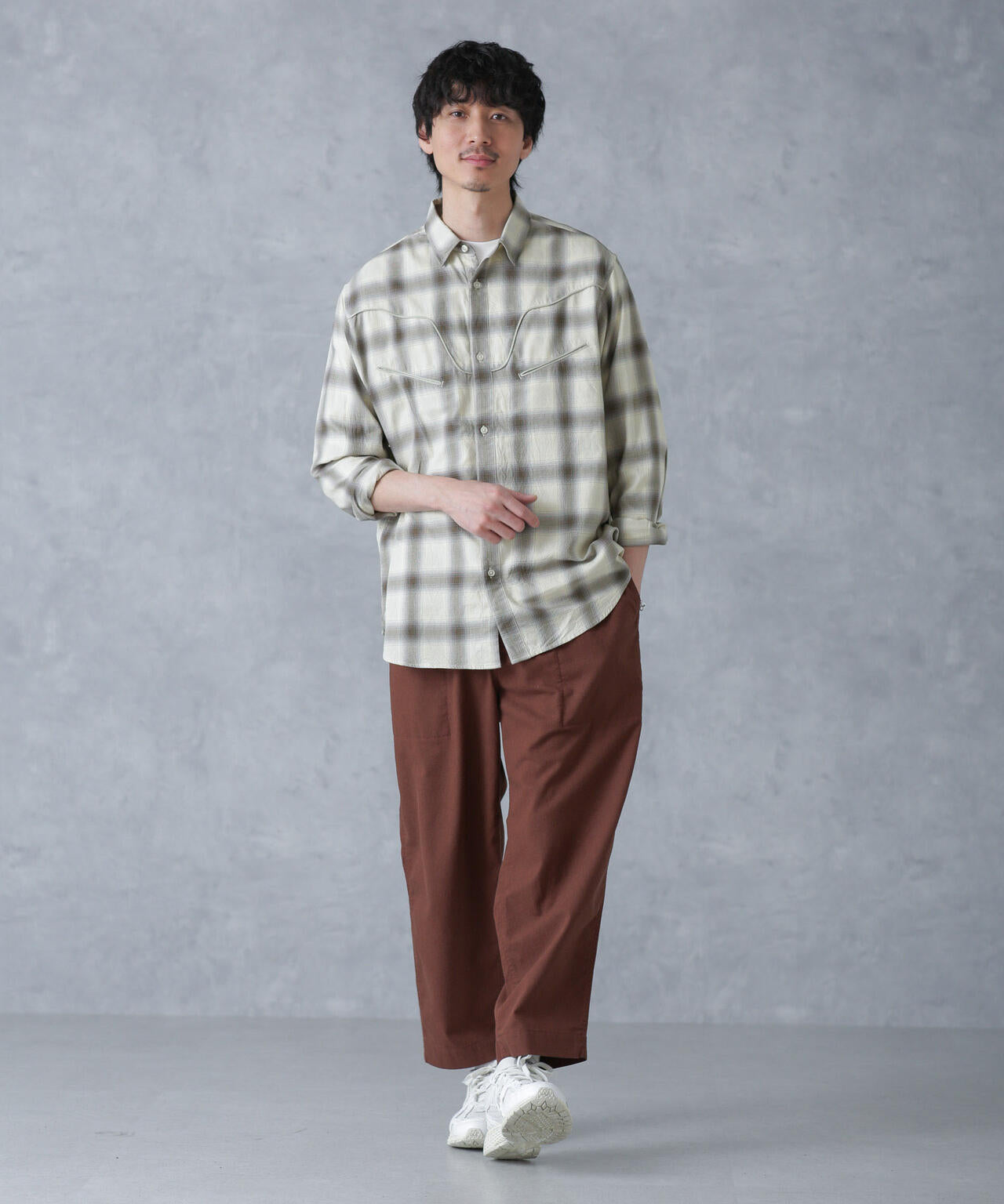 コットンレーヨン オンブレウエスタンシャツ 6684120218