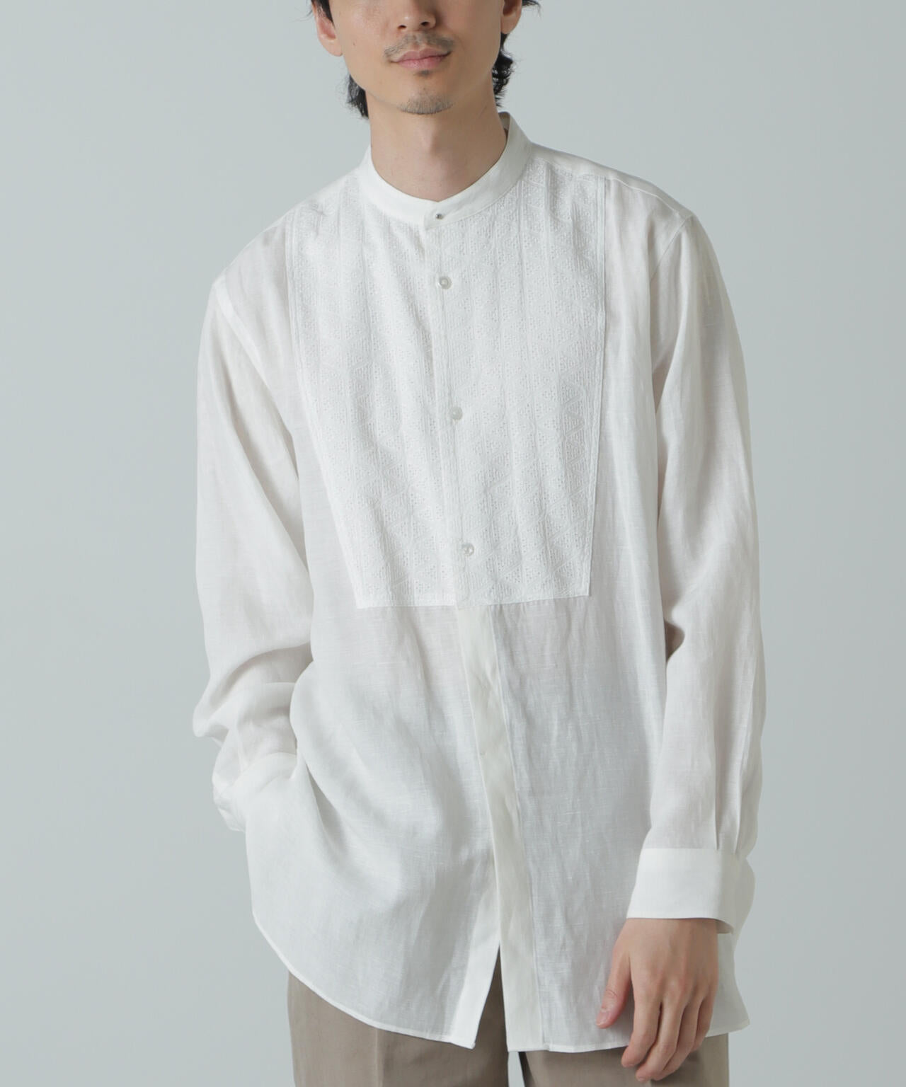 AB.ダブルカバーポプリンワッシャーグランパシャツ 6684120228