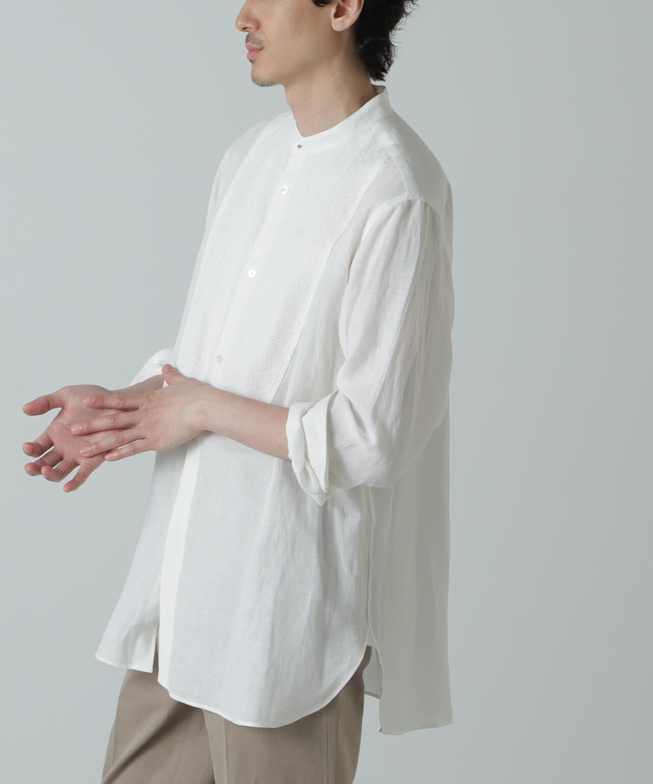 AB.ダブルカバーポプリンワッシャーグランパシャツ 6684120228