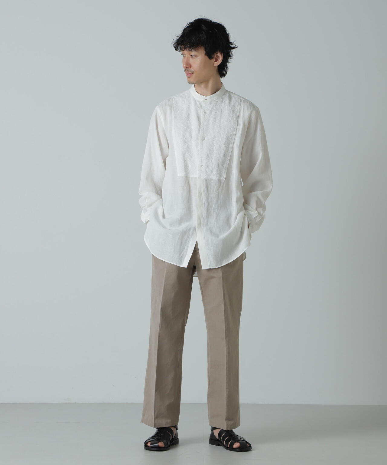 AB.ダブルカバーポプリンワッシャーグランパシャツ 6684120228