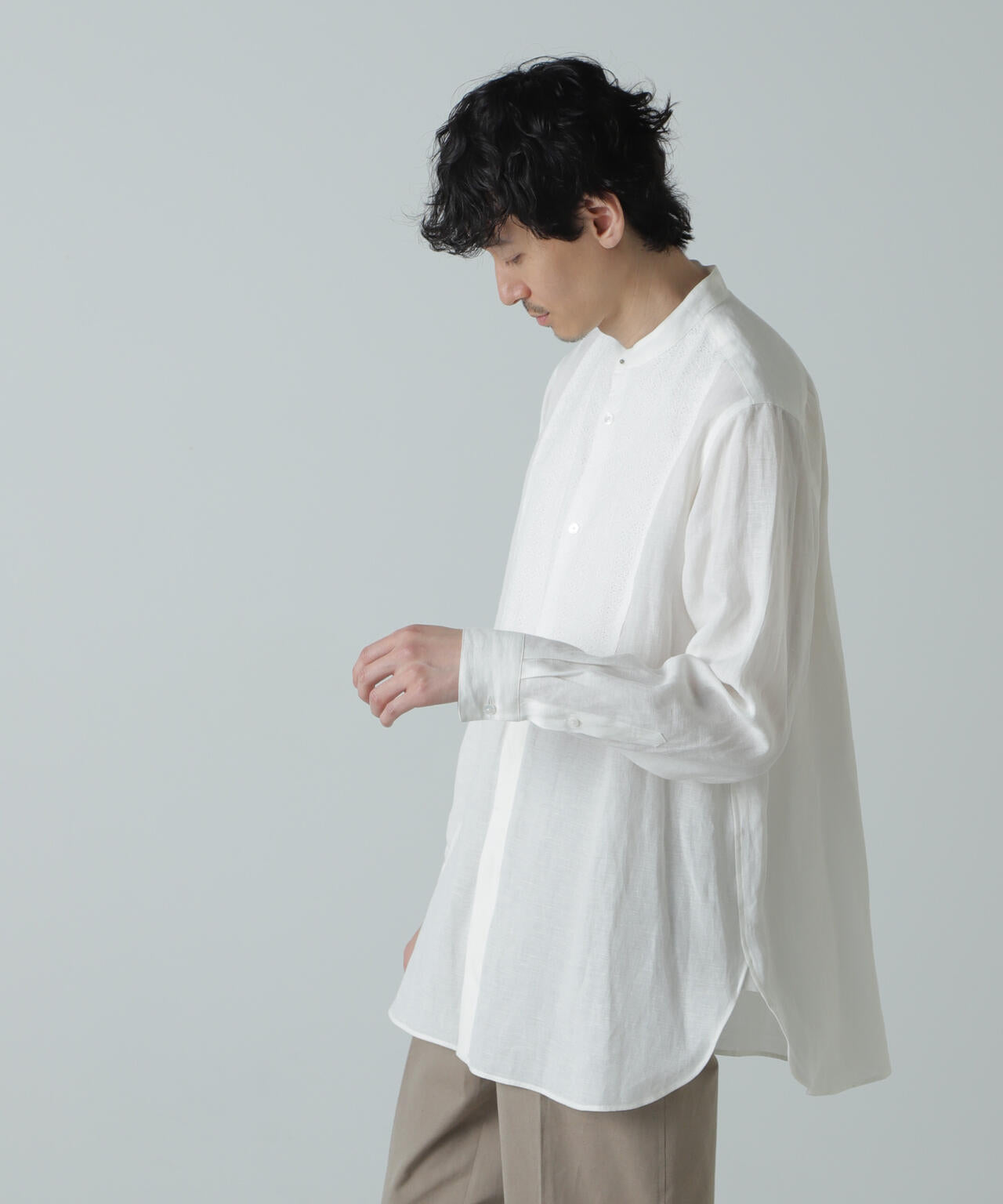 AB.ダブルカバーポプリンワッシャーグランパシャツ 6684120228