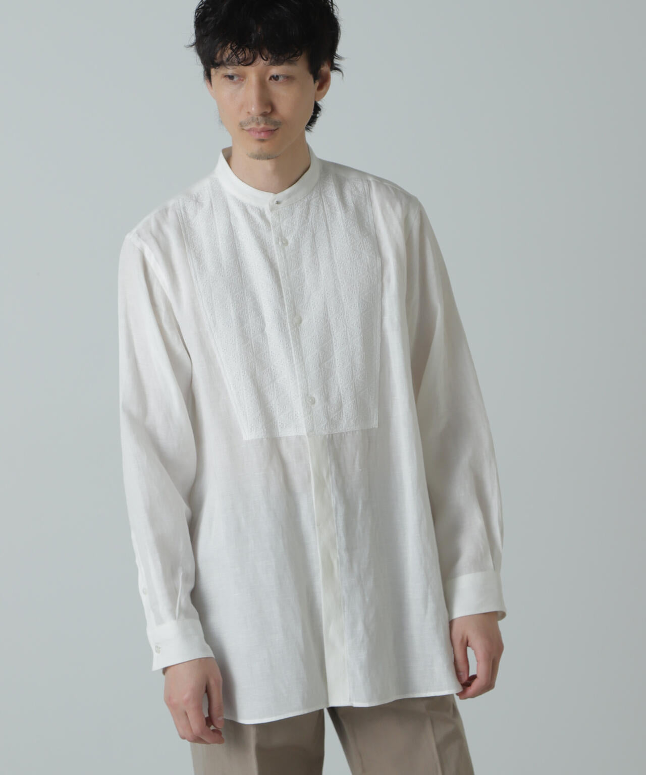 AB.ダブルカバーポプリンワッシャーグランパシャツ 6684120228