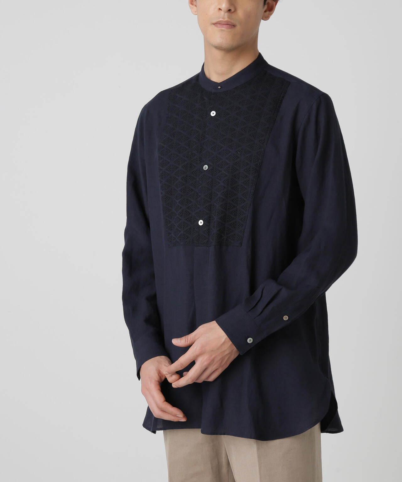 AB.ダブルカバーポプリンワッシャーグランパシャツ 6684120228