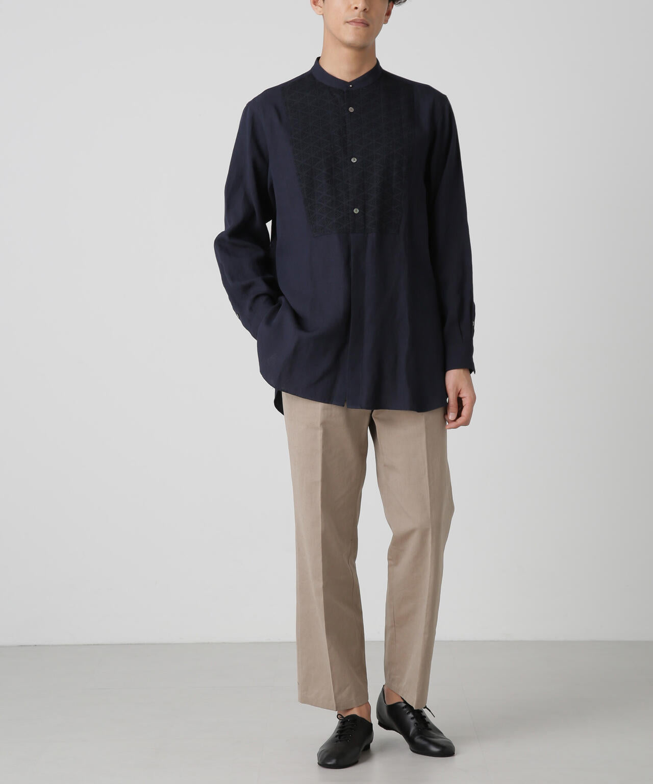 AB.ダブルカバーポプリンワッシャーグランパシャツ 6684120228