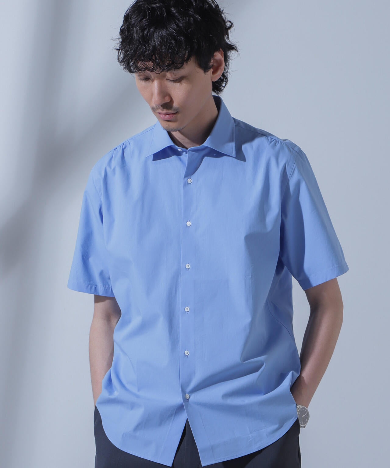 「N SHIRTS」AntiSoaked(R)汗染み防止セミワイドカラーシャツ半袖 6684121208