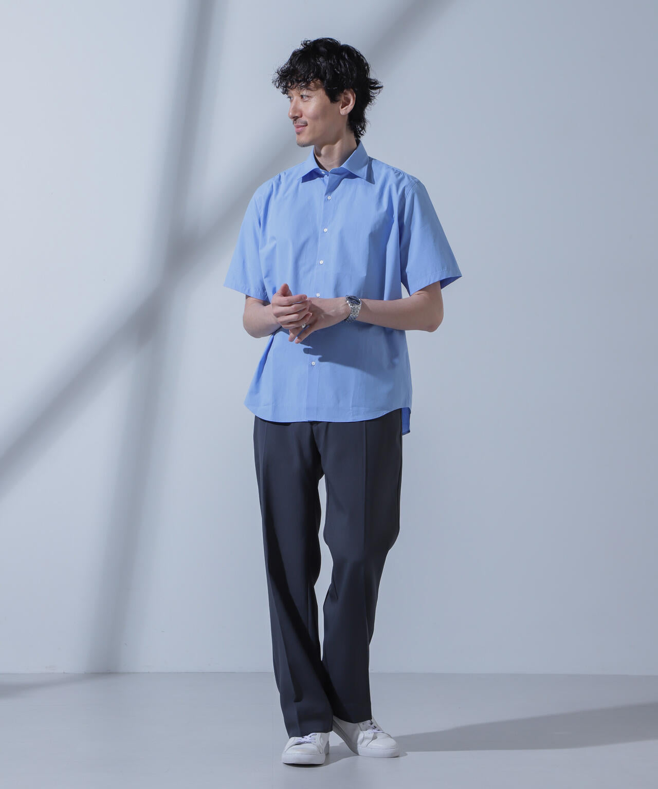 「N SHIRTS」AntiSoaked(R)汗染み防止セミワイドカラーシャツ半袖 6684121208