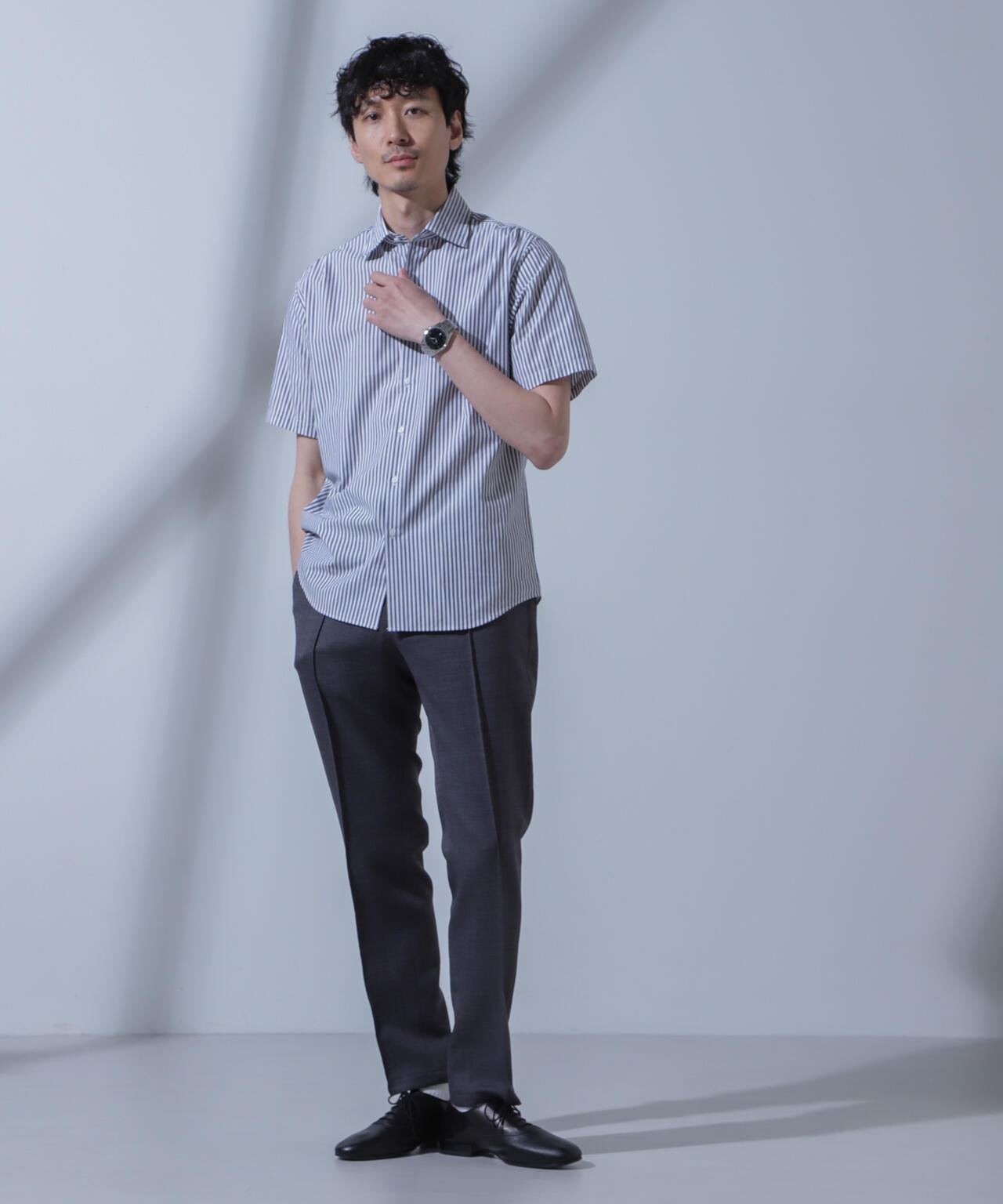 「N SHIRTS」AntiSoaked(R)汗染み防止セミワイドカラーシャツ半袖 6684121208