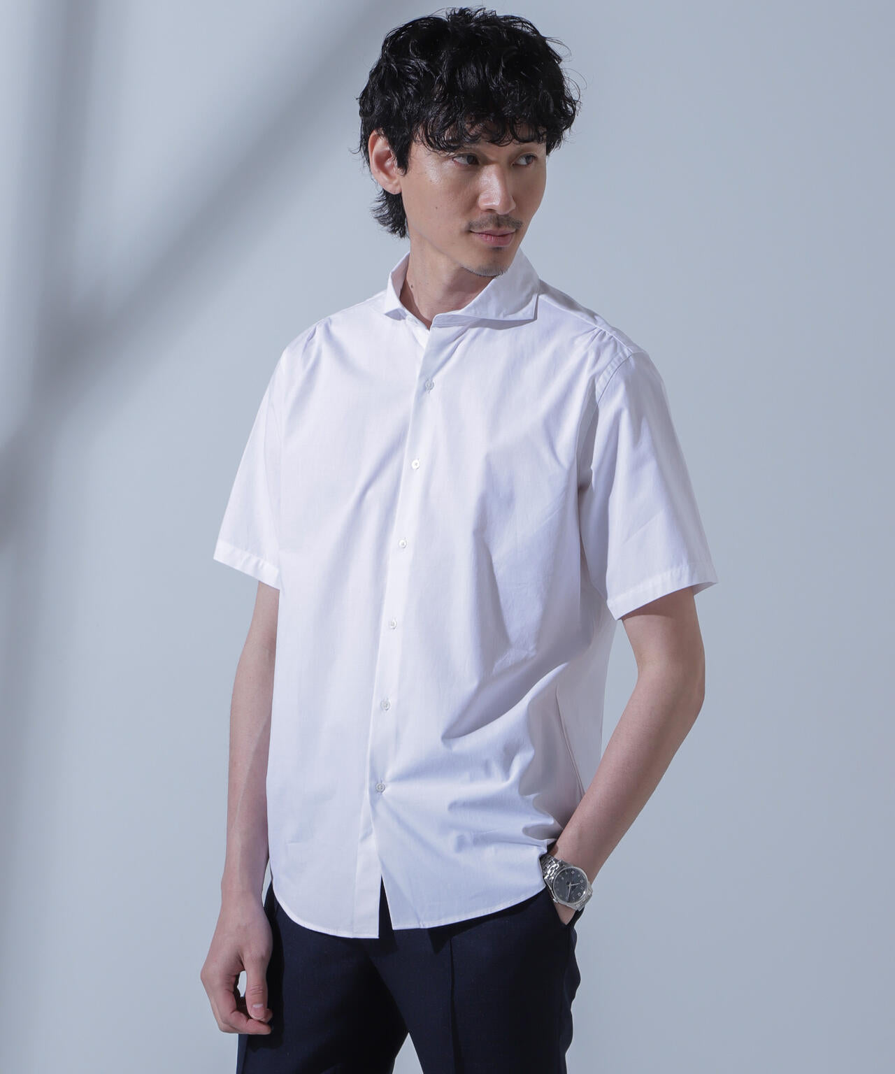 「N SHIRTS」AntiSoaked(R)汗染み防止ホリゾンタルカラーシャツ半袖 6684121209