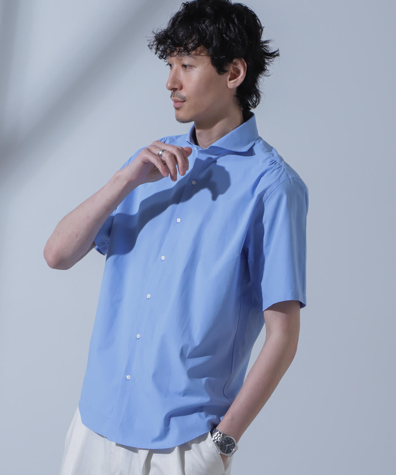 「N SHIRTS」AntiSoaked(R)汗染み防止ホリゾンタルカラーシャツ半袖 6684121209