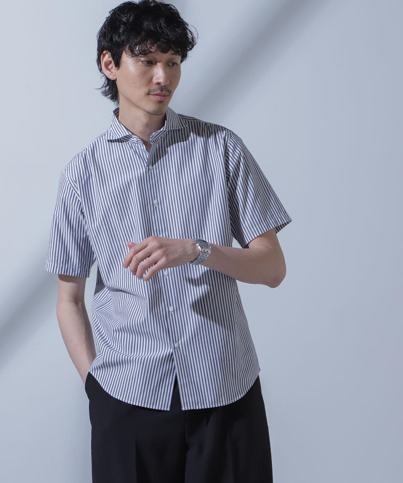 「N SHIRTS」AntiSoaked(R)汗染み防止ホリゾンタルカラーシャツ半袖 6684121209