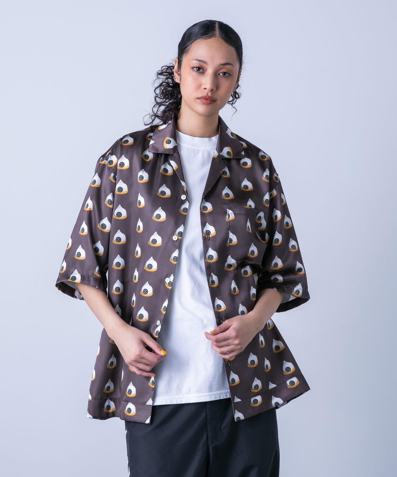 「HOTEL PALACE(オテルパラス)」スイーツプリントオープンカラーシャツ 6684121220