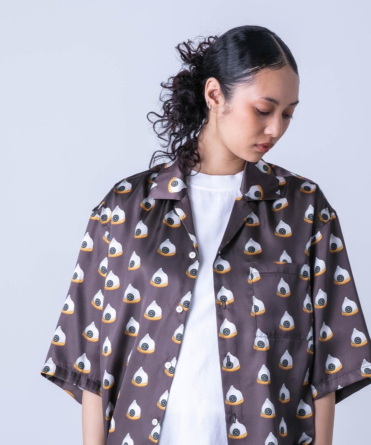 「HOTEL PALACE(オテルパラス)」スイーツプリントオープンカラーシャツ 6684121220