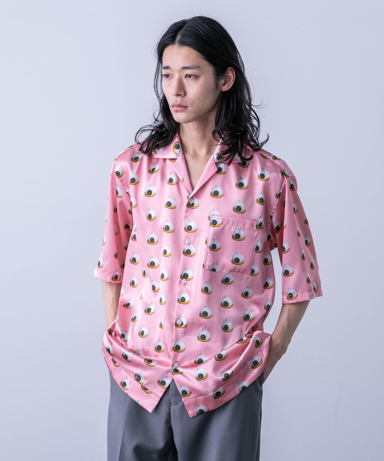 「HOTEL PALACE(オテルパラス)」スイーツプリントオープンカラーシャツ 6684121220