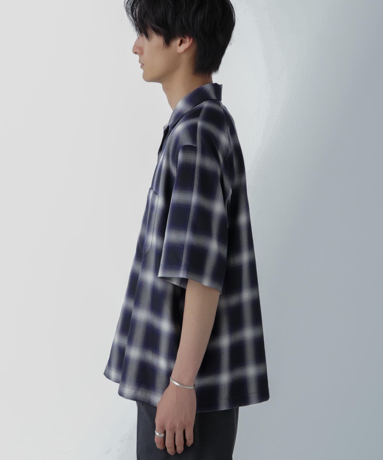 オンブレーチェックハーフスリーブシャツ 6684121224