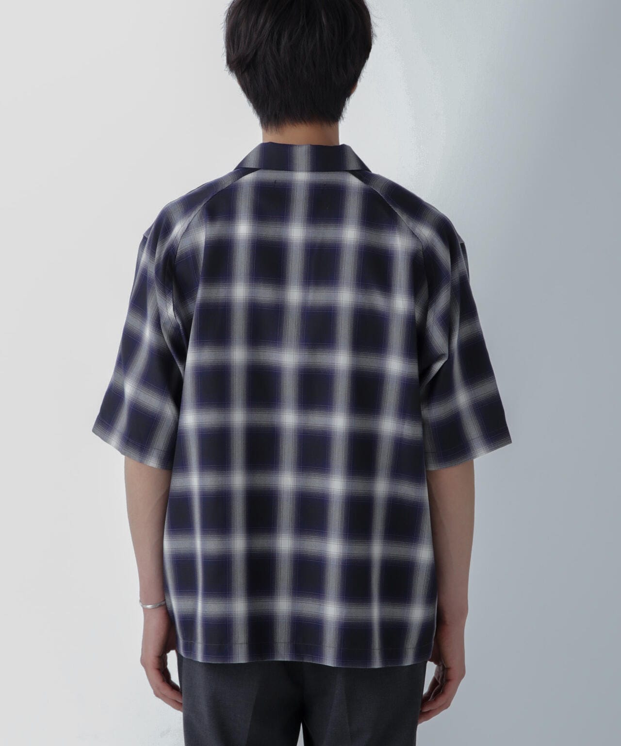 オンブレーチェックハーフスリーブシャツ 6684121224