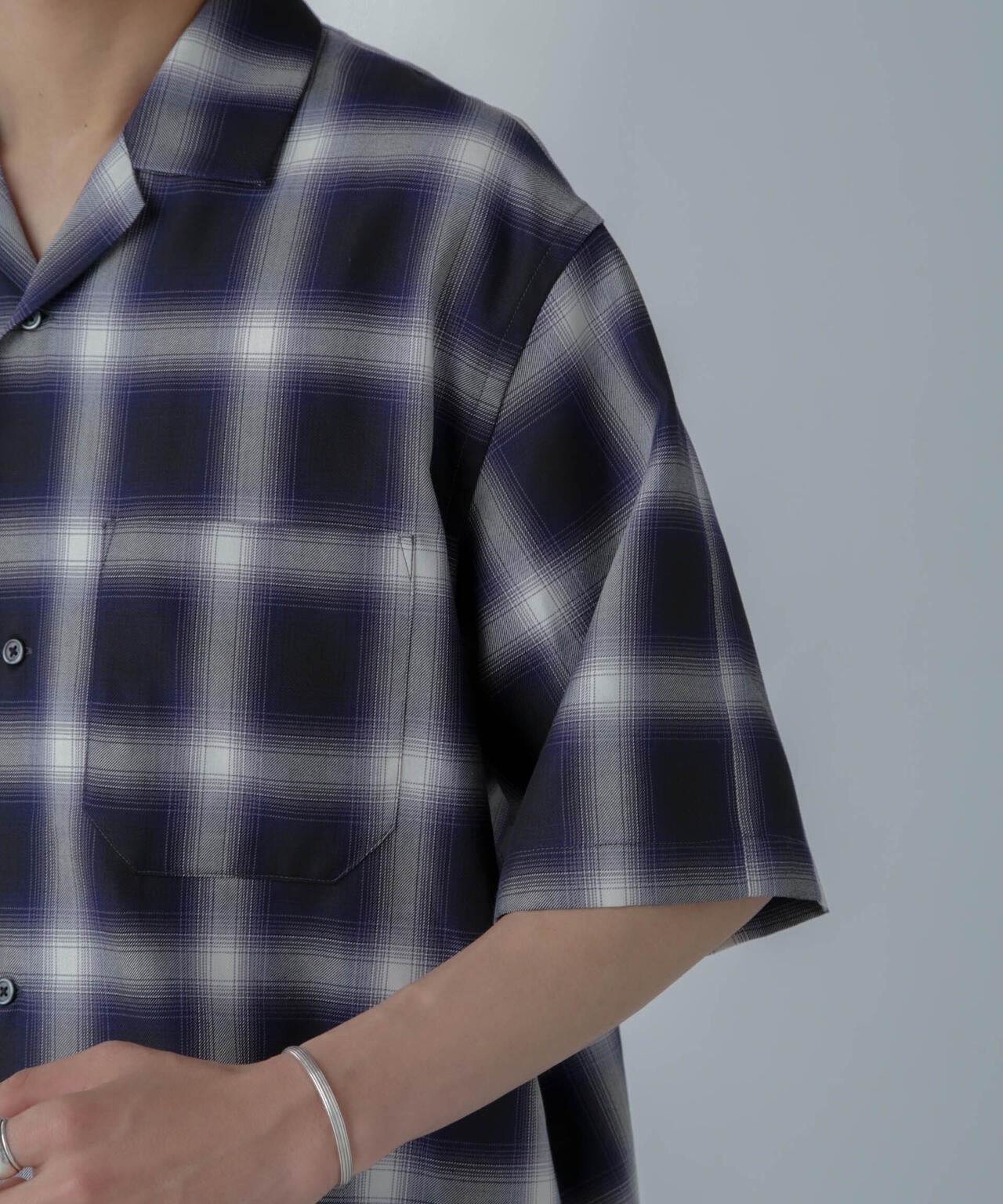 オンブレーチェックハーフスリーブシャツ 6684121224