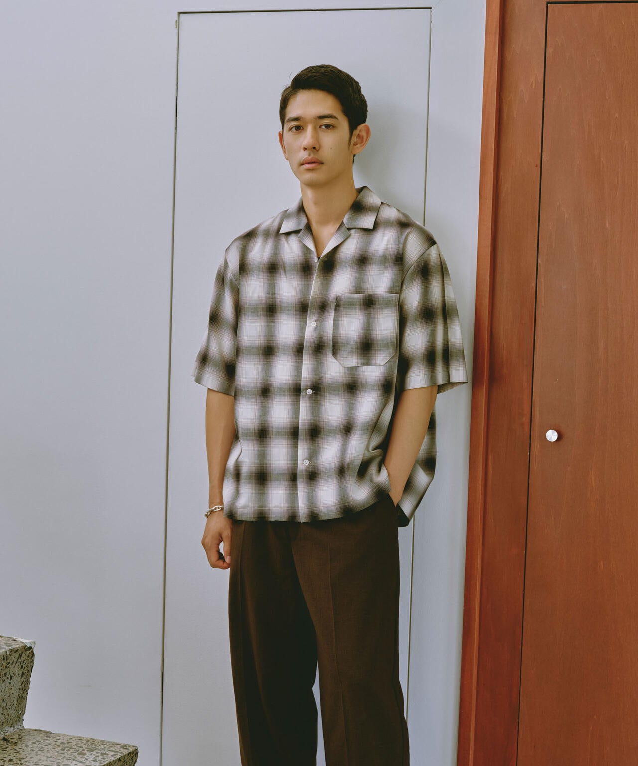 オンブレーチェックハーフスリーブシャツ 6684121224