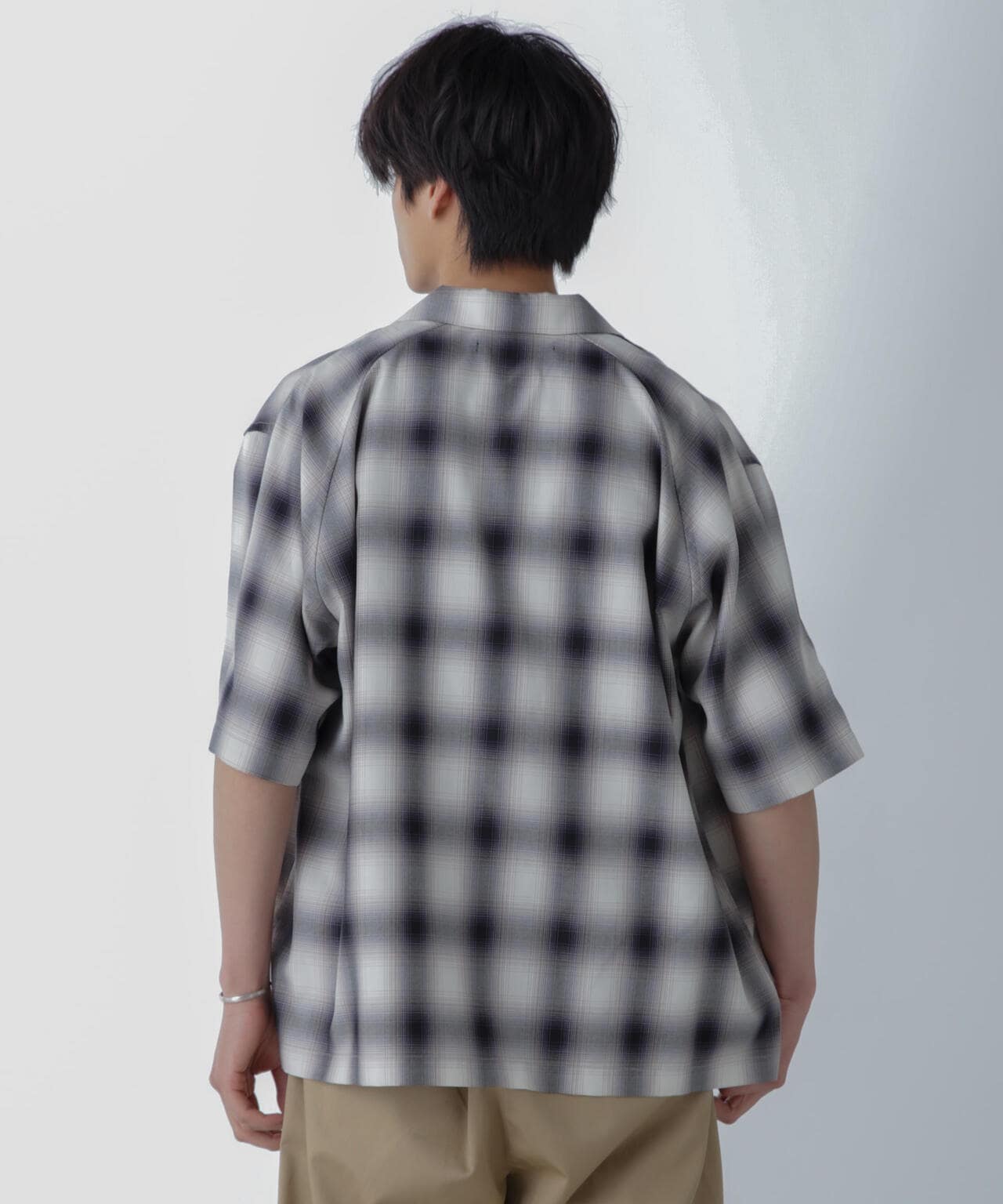 オンブレーチェックハーフスリーブシャツ 6684121224