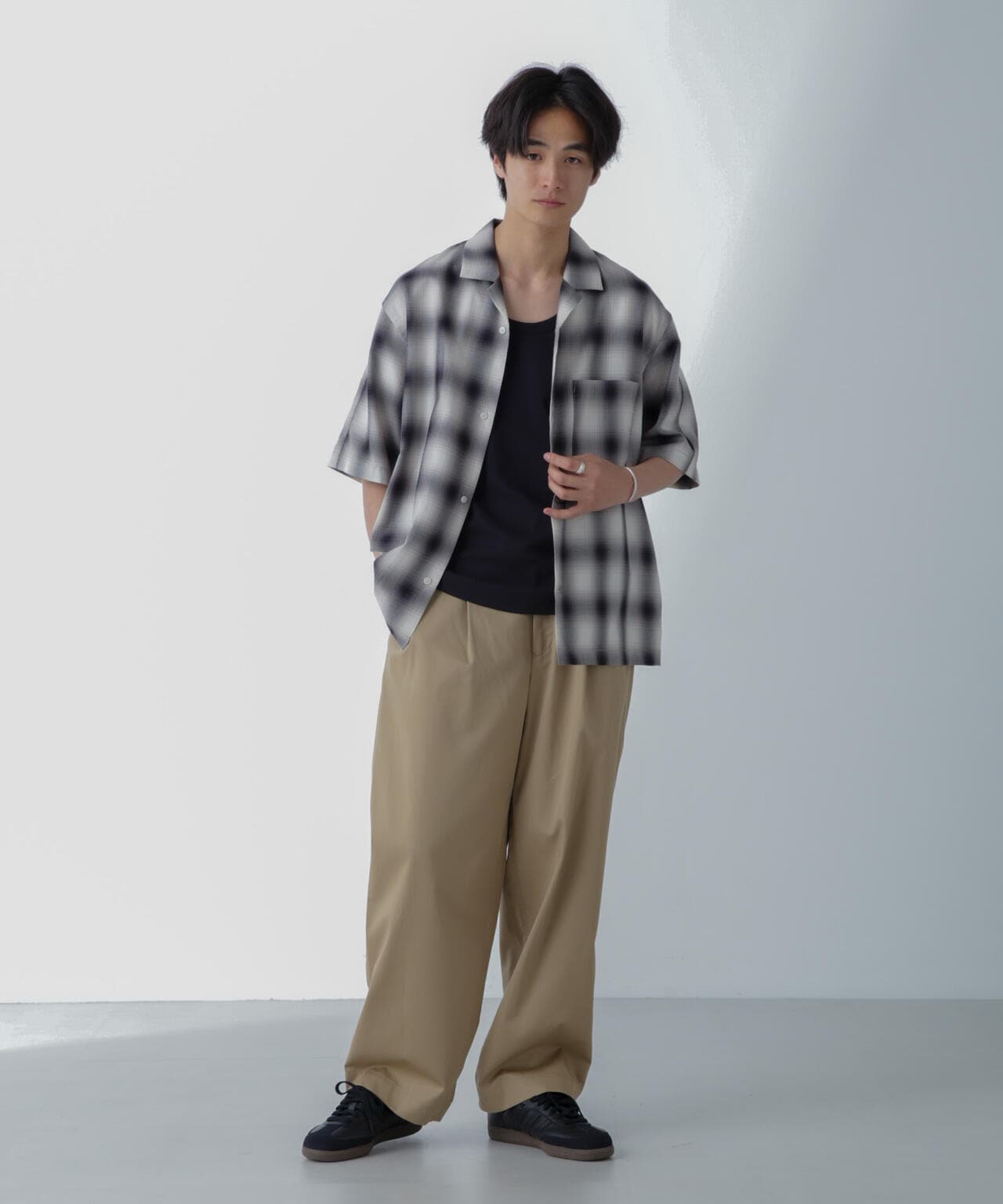 オンブレーチェックハーフスリーブシャツ 6684121224