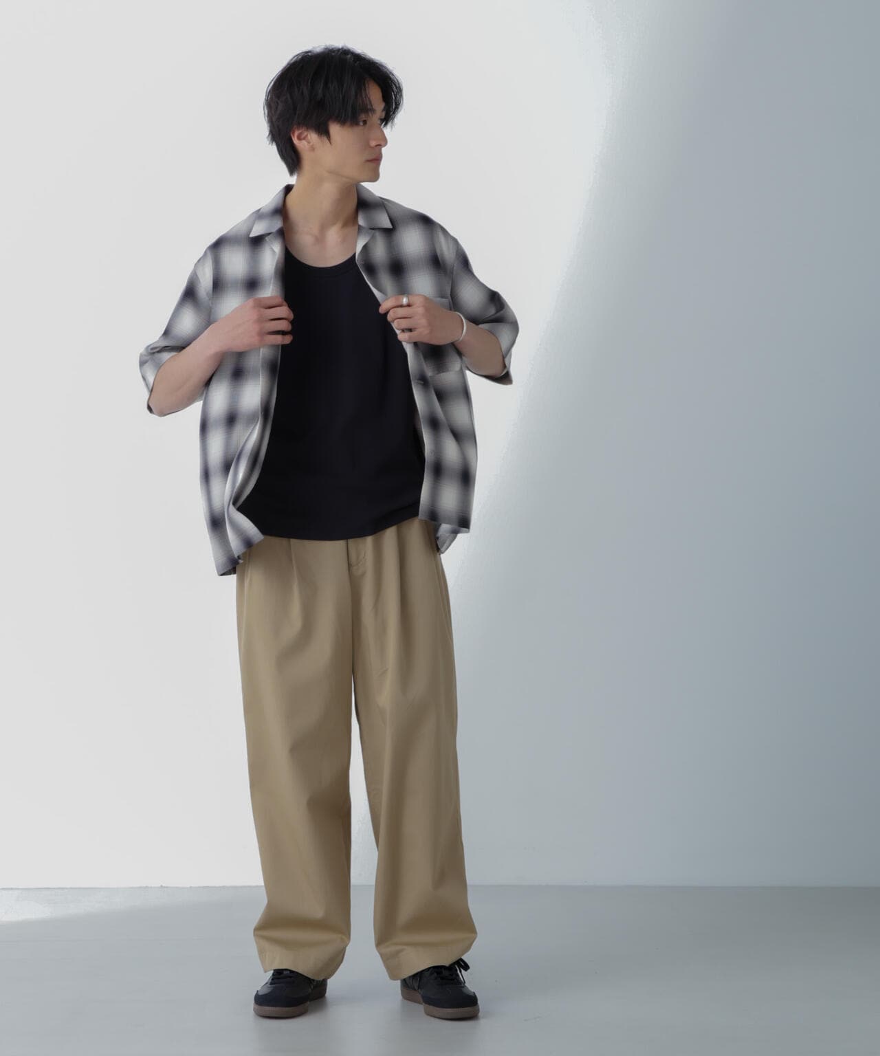 オンブレーチェックハーフスリーブシャツ 6684121224