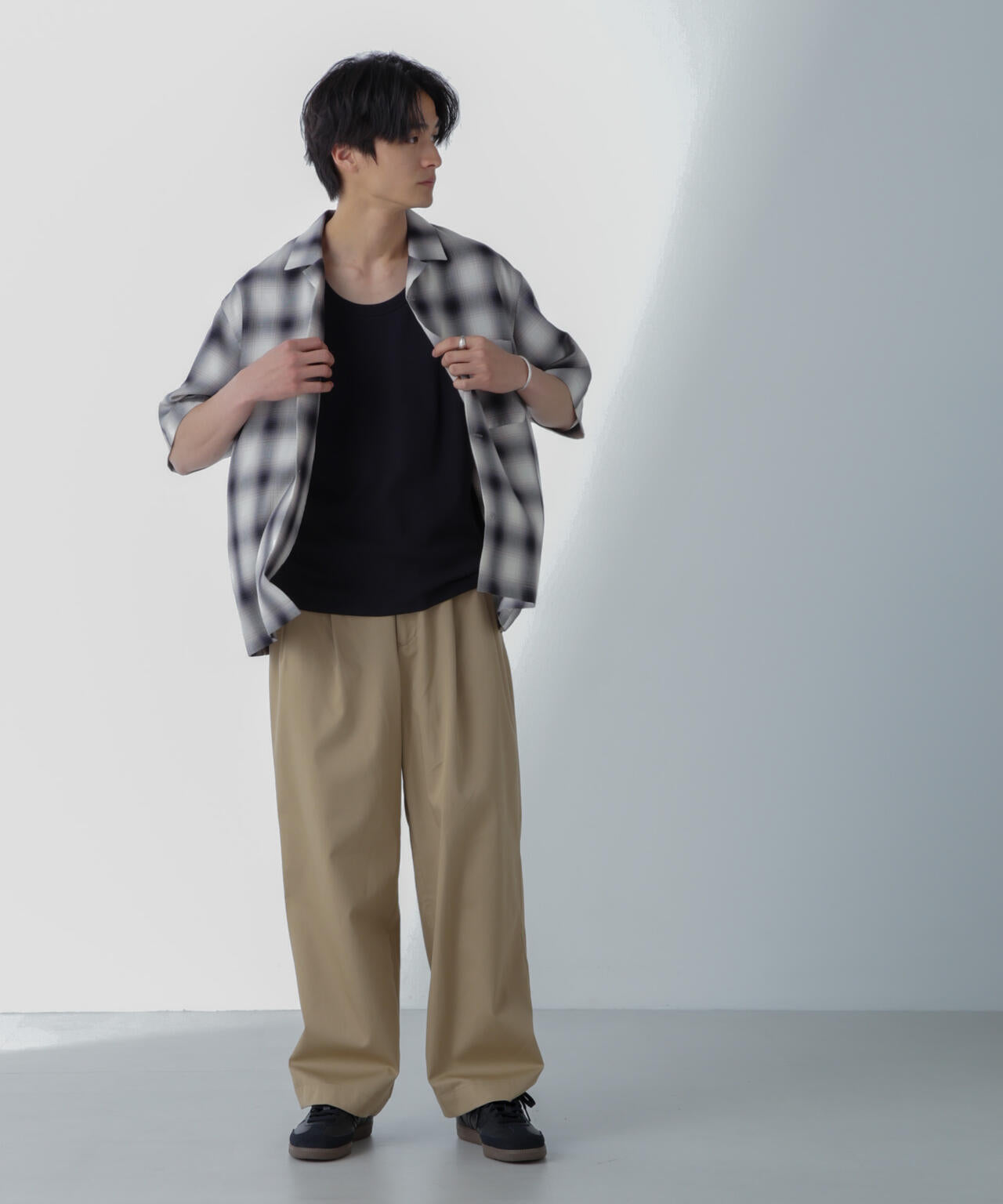 オンブレーチェックハーフスリーブシャツ 6684121224