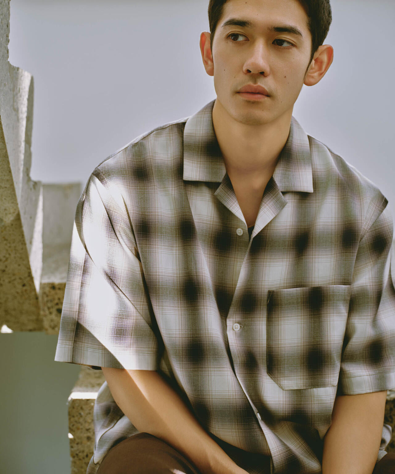 オンブレーチェックハーフスリーブシャツ 6684121224