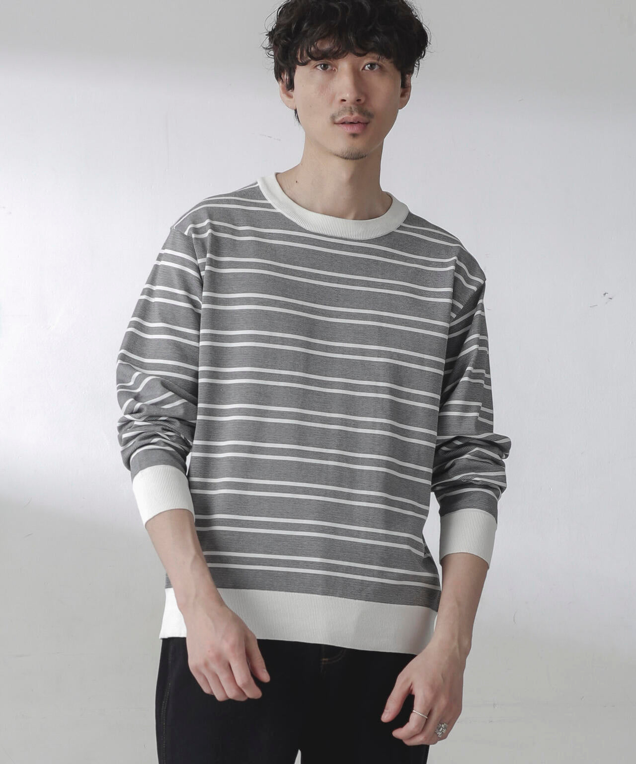 C/SORONA プレーティングボーダーニットTシャツ 6684122211