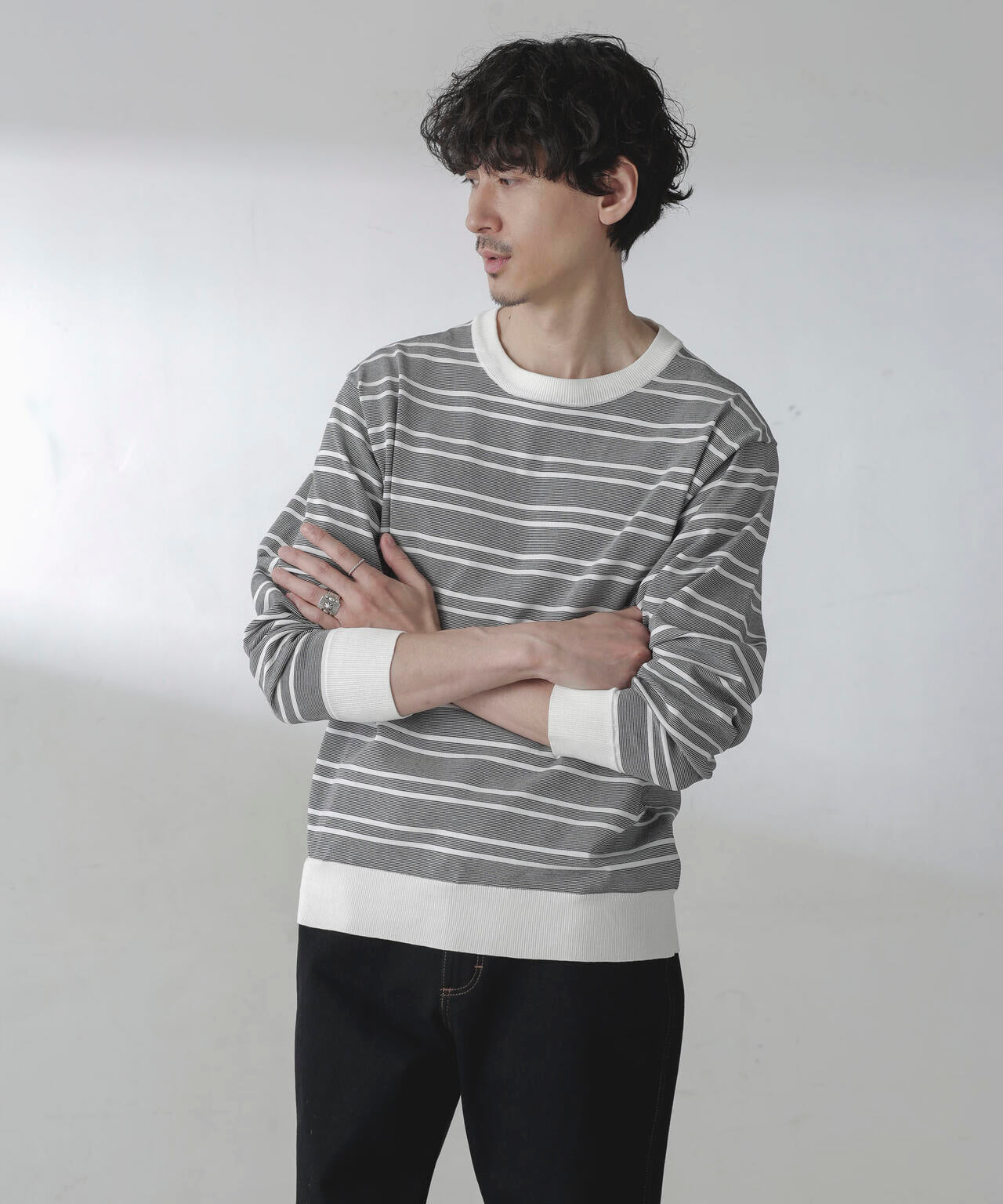 C/SORONA プレーティングボーダーニットTシャツ 6684122211