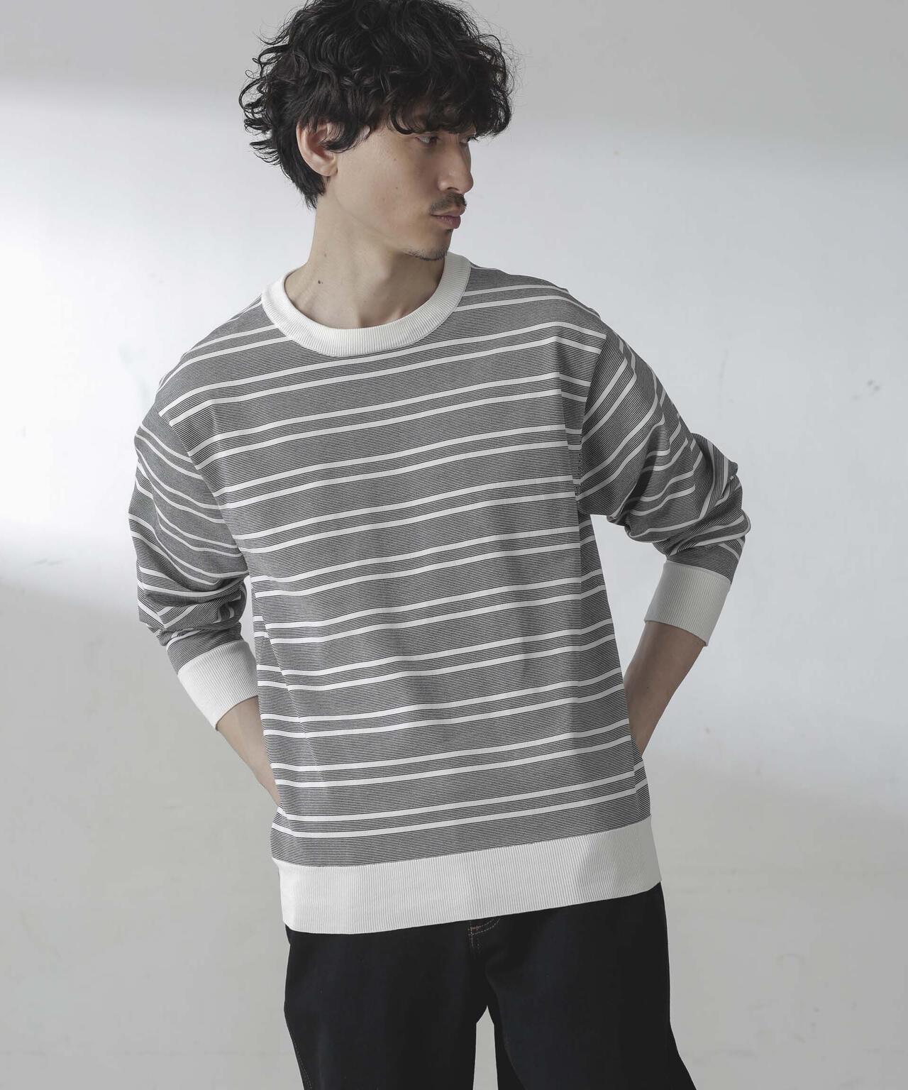 C/SORONA プレーティングボーダーニットTシャツ 6684122211