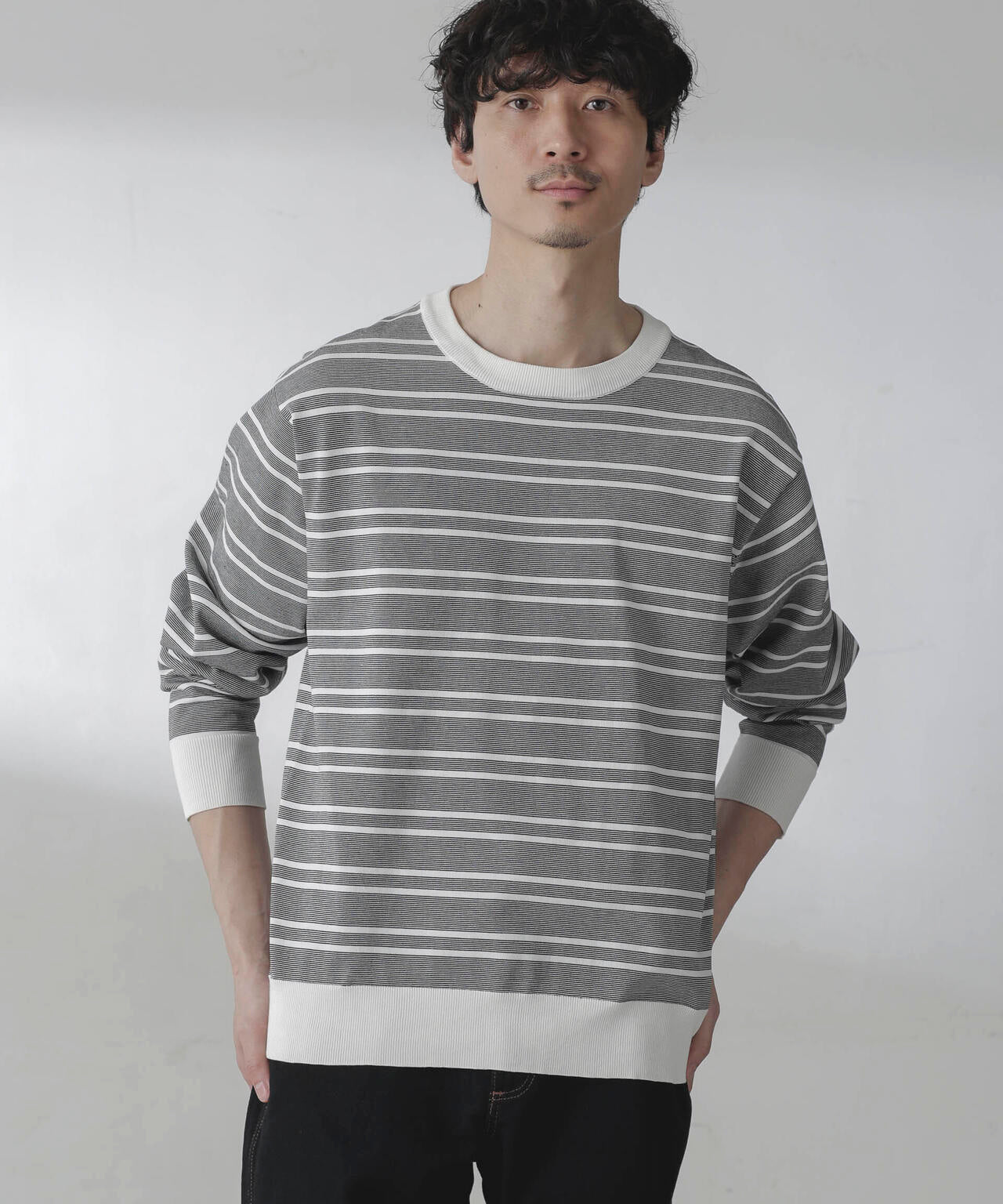 C/SORONA プレーティングボーダーニットTシャツ 6684122211