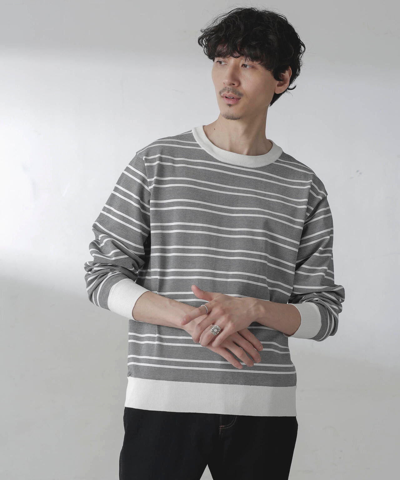 C/SORONA プレーティングボーダーニットTシャツ 6684122211