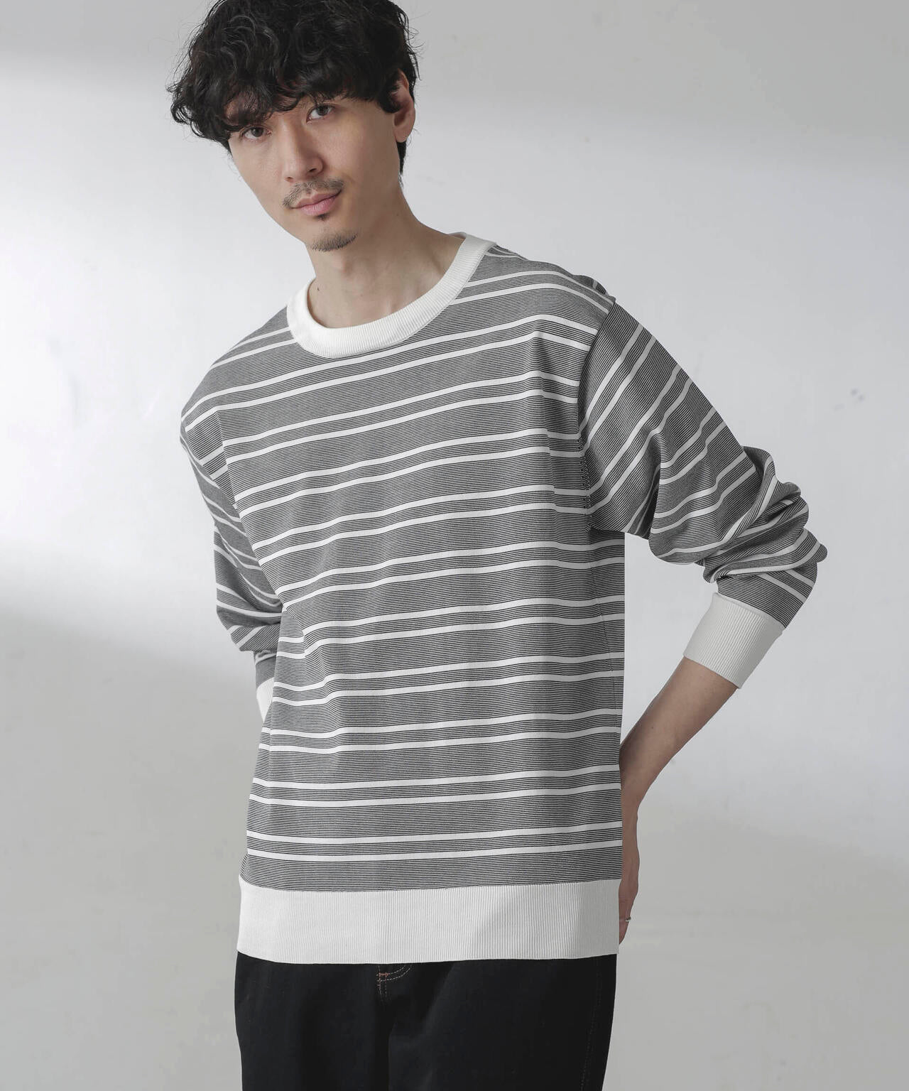 C/SORONA プレーティングボーダーニットTシャツ 6684122211