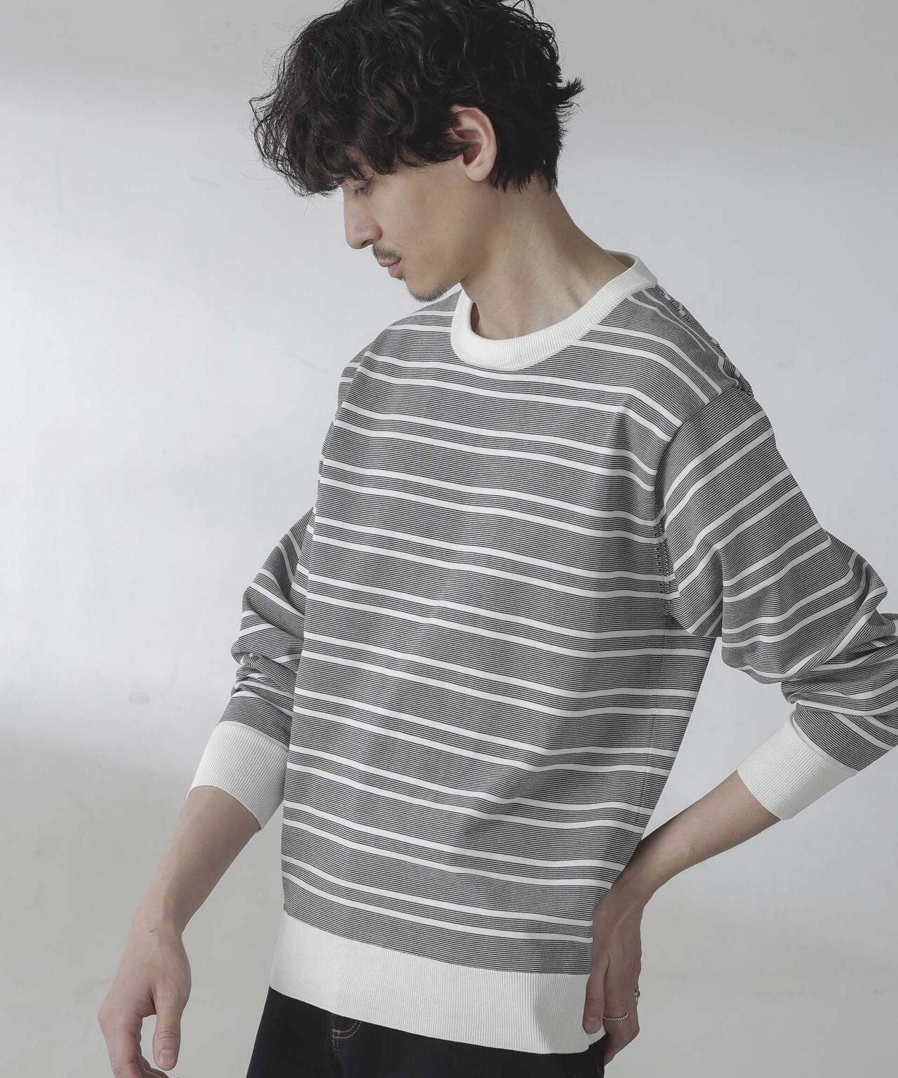 C/SORONA プレーティングボーダーニットTシャツ 6684122211