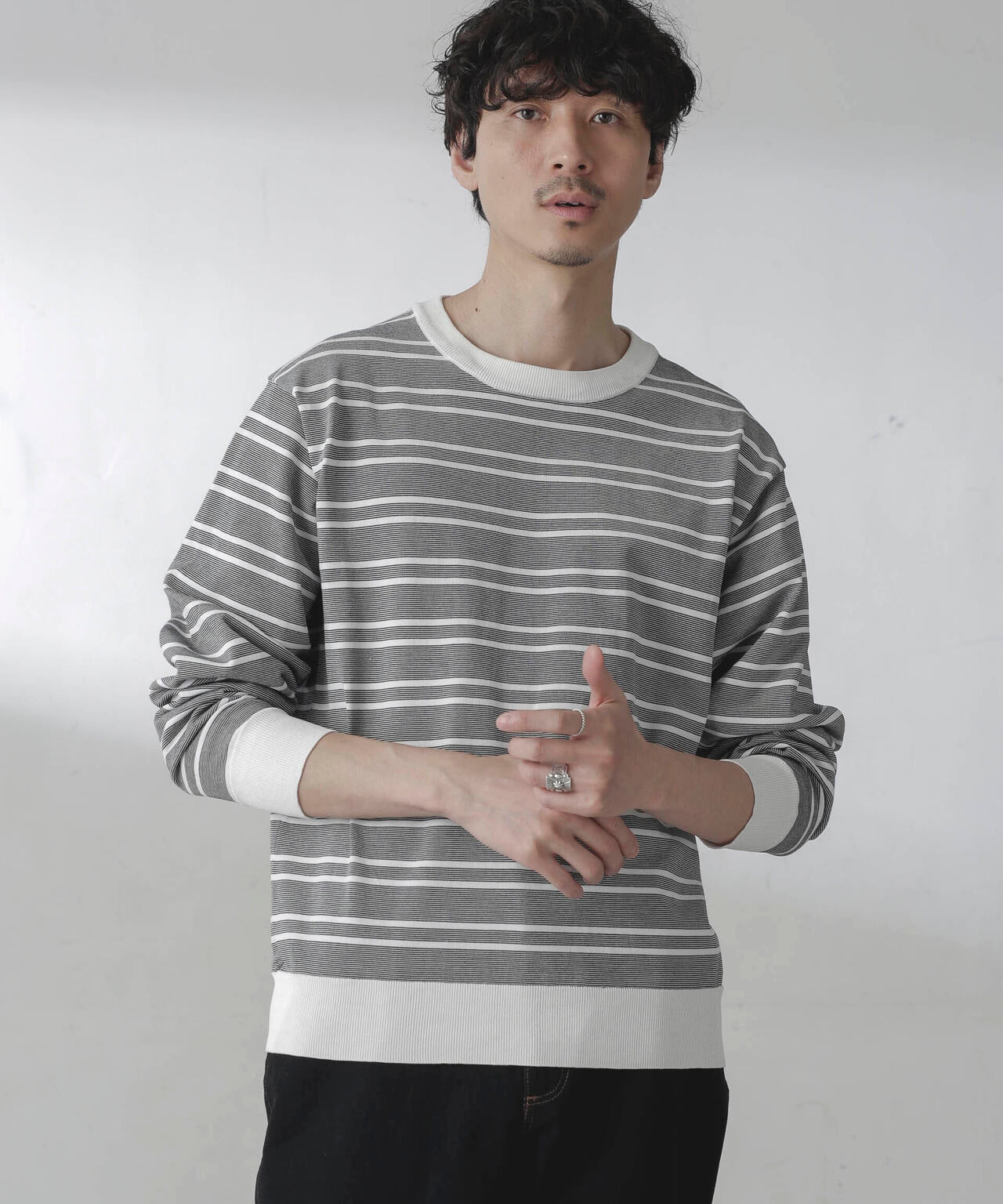 C/SORONA プレーティングボーダーニットTシャツ 6684122211