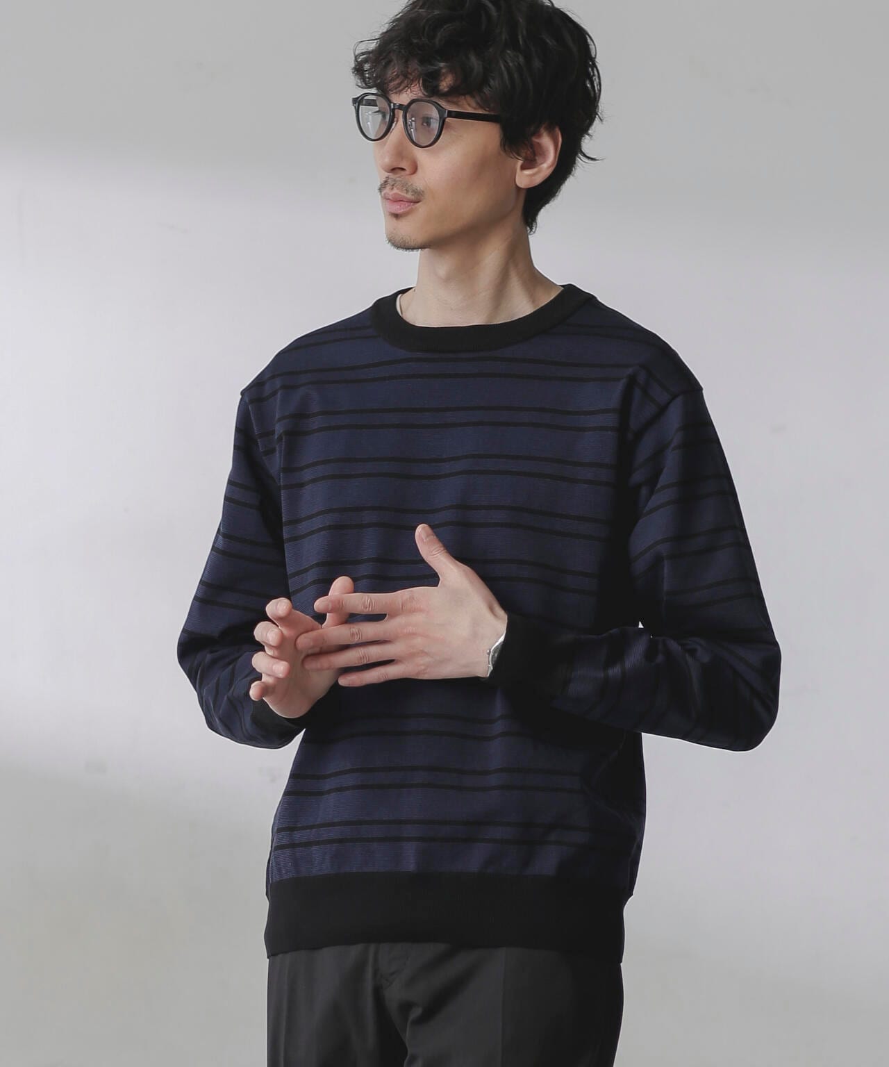 C/SORONA プレーティングボーダーニットTシャツ 6684122211