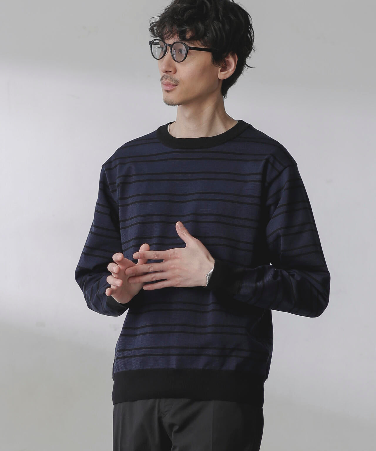 C/SORONA プレーティングボーダーニットTシャツ 6684122211