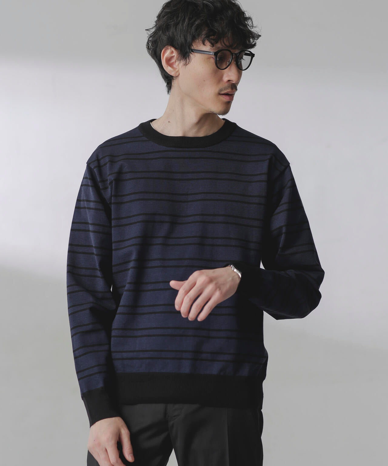 C/SORONA プレーティングボーダーニットTシャツ 6684122211