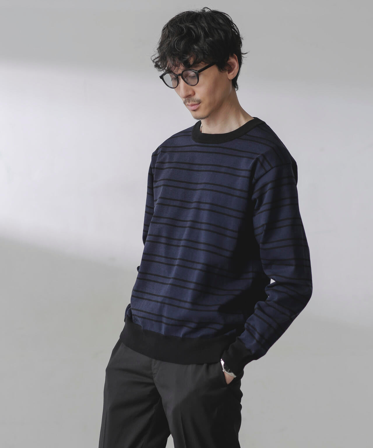 C/SORONA プレーティングボーダーニットTシャツ 6684122211