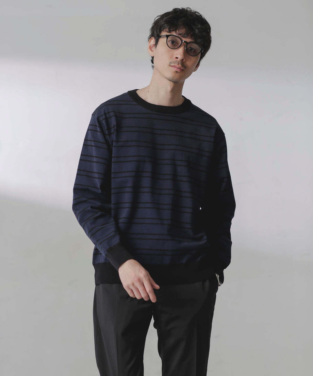 C/SORONA プレーティングボーダーニットTシャツ 6684122211